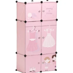 Armoire dressing rose pour enfant design princesse
