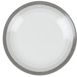 Assiette à dessert blanche et grise Sérénité Rayures