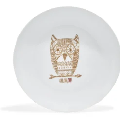 Assiette à dessert blanche hibou mandala doré