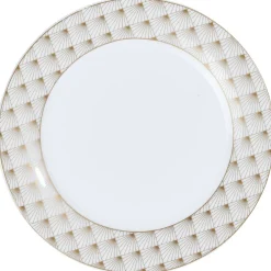 Assiette à dessert blanche bordure rayons doré