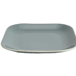 Assiette à dessert carré en grès grise et blanche