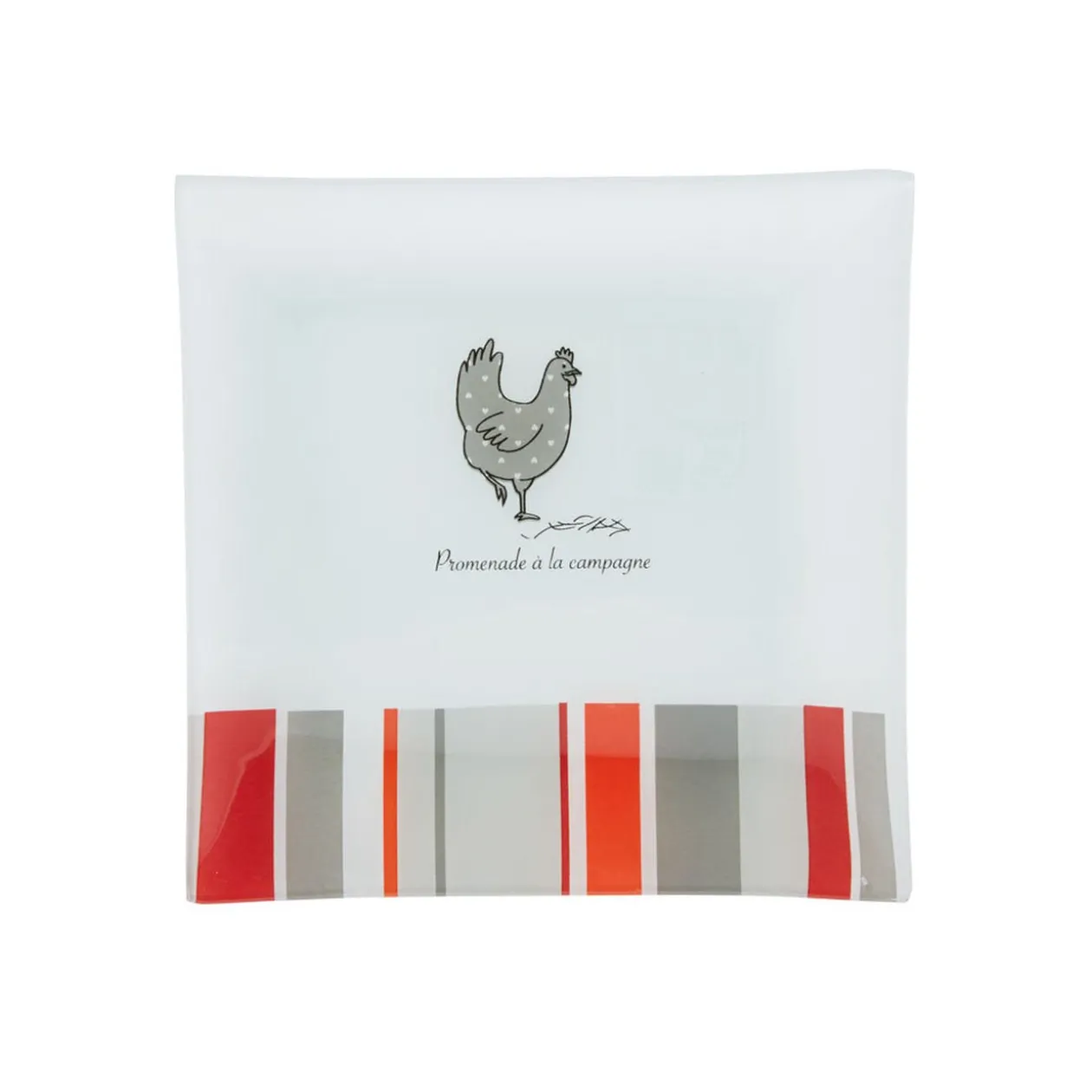 Assiette à dessert carrée design poule