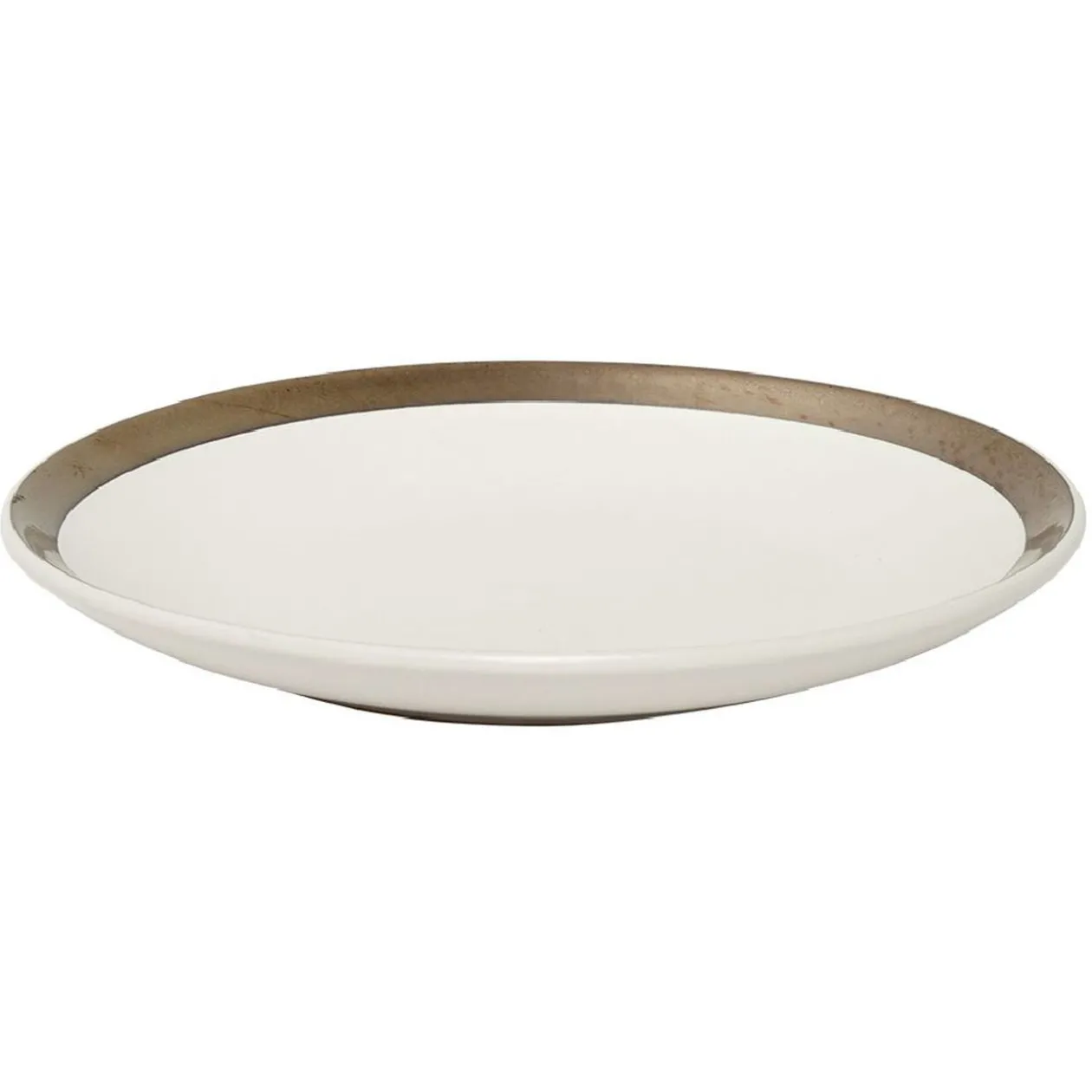 Assiette à dessert en faïence avec liseré doré