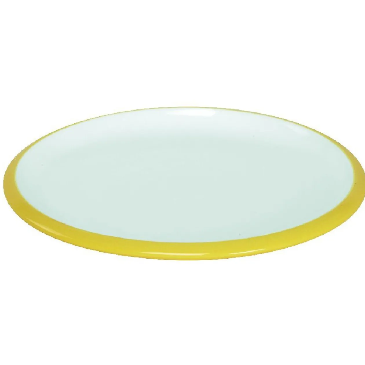 Assiette à dessert en faience contour bicolore