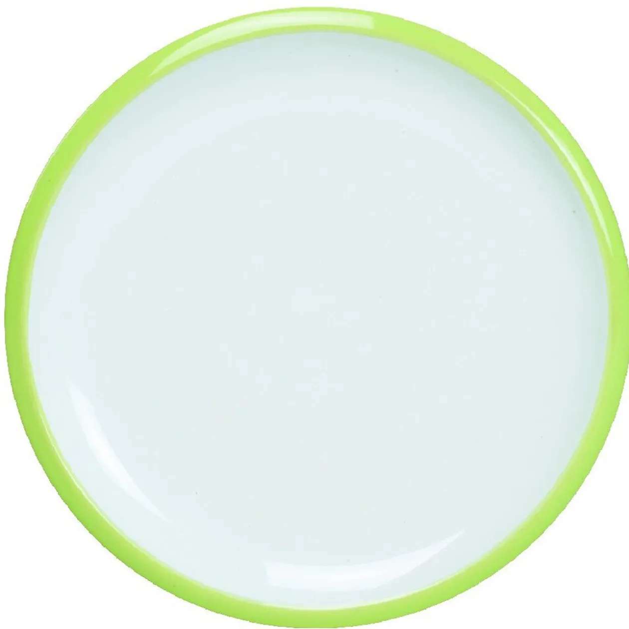 Assiette à dessert en faience contour bicolore