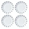 Assiette plate porcelaine blanche à pois noir x4