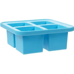 Bac à glaçon XXL en silicone 4 compartiments blanc/bleu