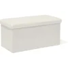 Banc coffre Clara décor laine bouclée Blanc - L77xP38xH38 cm