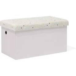 Banc coffre Clara violet pâle et pois - L60xP32xH32 cm