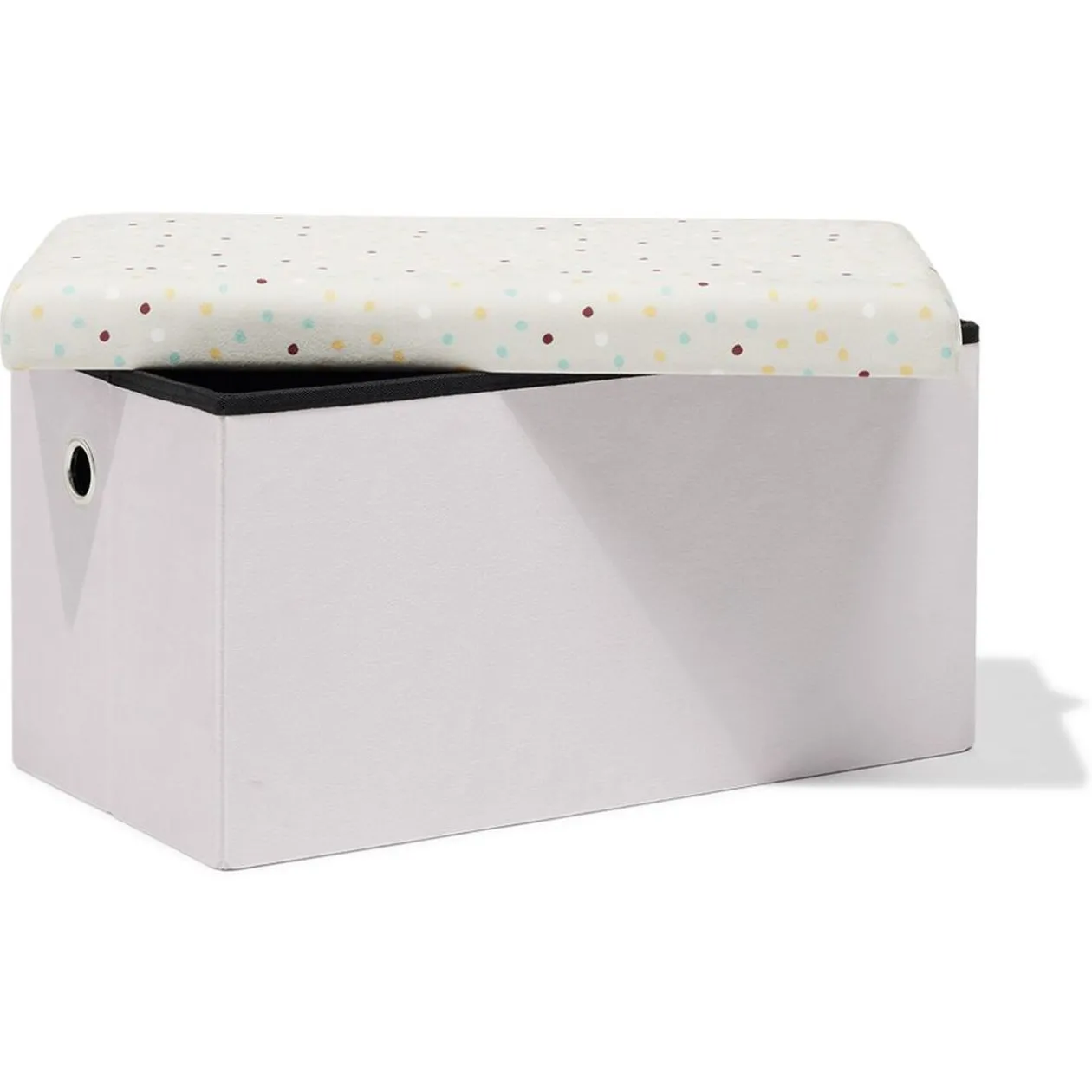 Banc coffre Clara violet pâle et pois - L60xP32xH32 cm