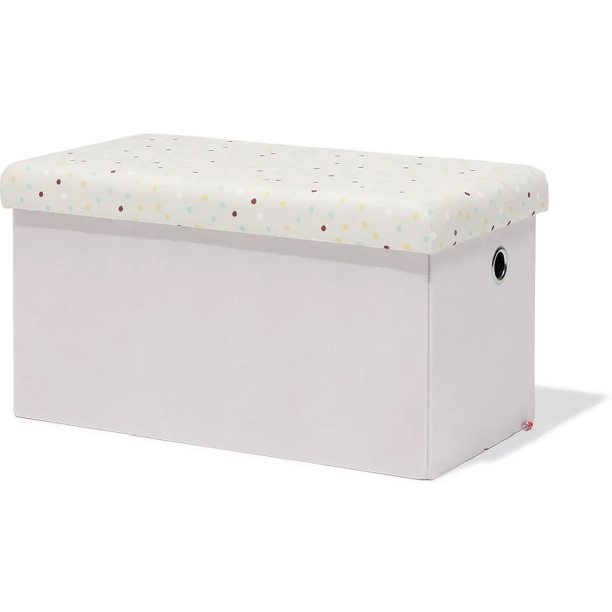 Banc coffre Clara violet pâle et pois - L60xP32xH32 cm