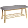 Banc range chaussure en bambou gris et naturel