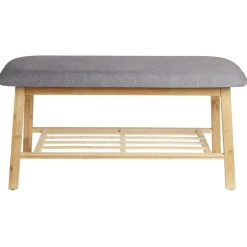 Banc range chaussure en bambou gris et naturel