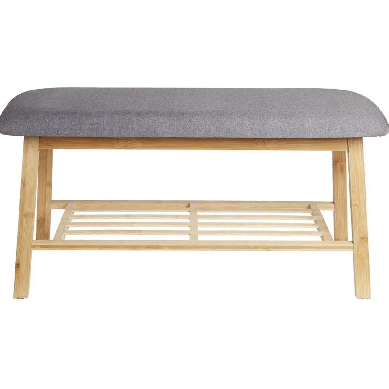 Banc range chaussure en bambou gris et naturel