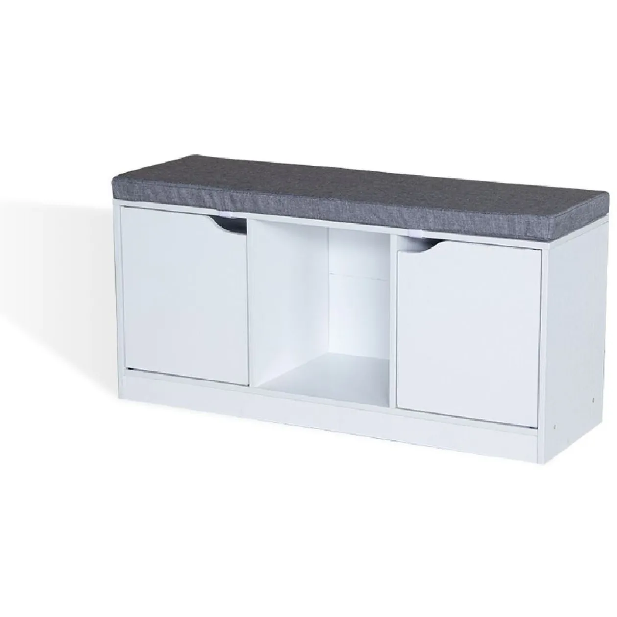 Banc range chaussures Adam en bois 2 portes blanc