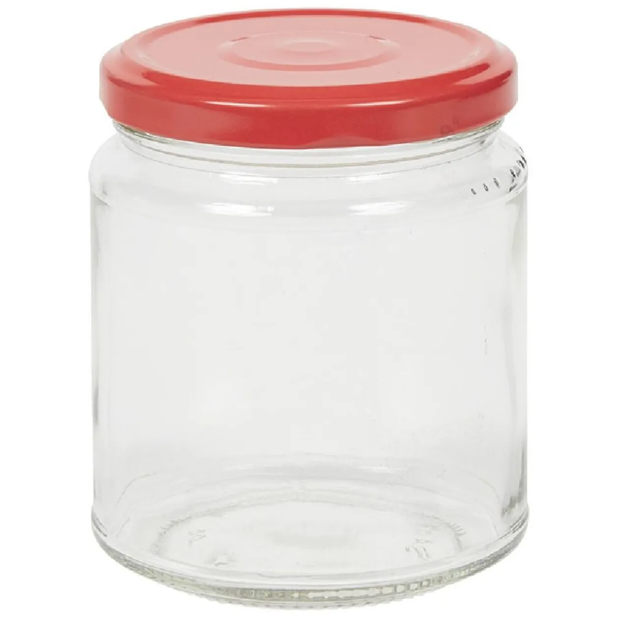 Bocal en verre transparent avec couvercle rouge 300 ml x6
