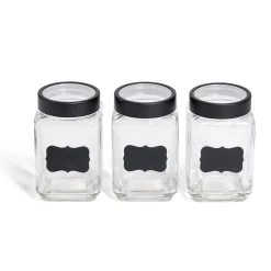 Bocal en verre x3 avec étiquettes