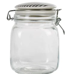 Bocal hermétique carré en verre couvercle motif ethnique 1 L