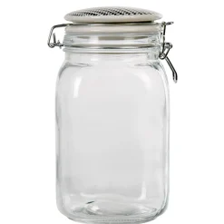 Bocal hermétique carré verre couvercle motif ethnique 1,5 L