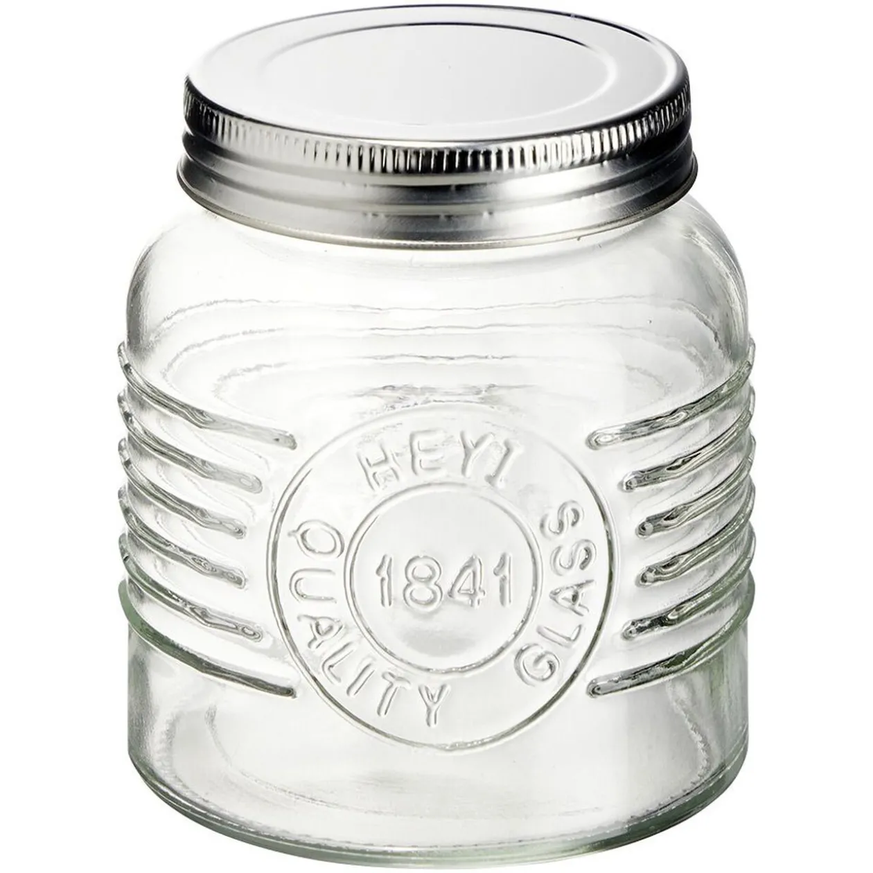 Bocal hermétique rond transparent avec couvercle en métal H10 cm