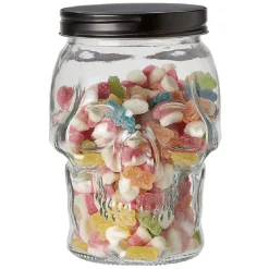 Bonbonnière transparente design Tête de mort Halloween 1,5L