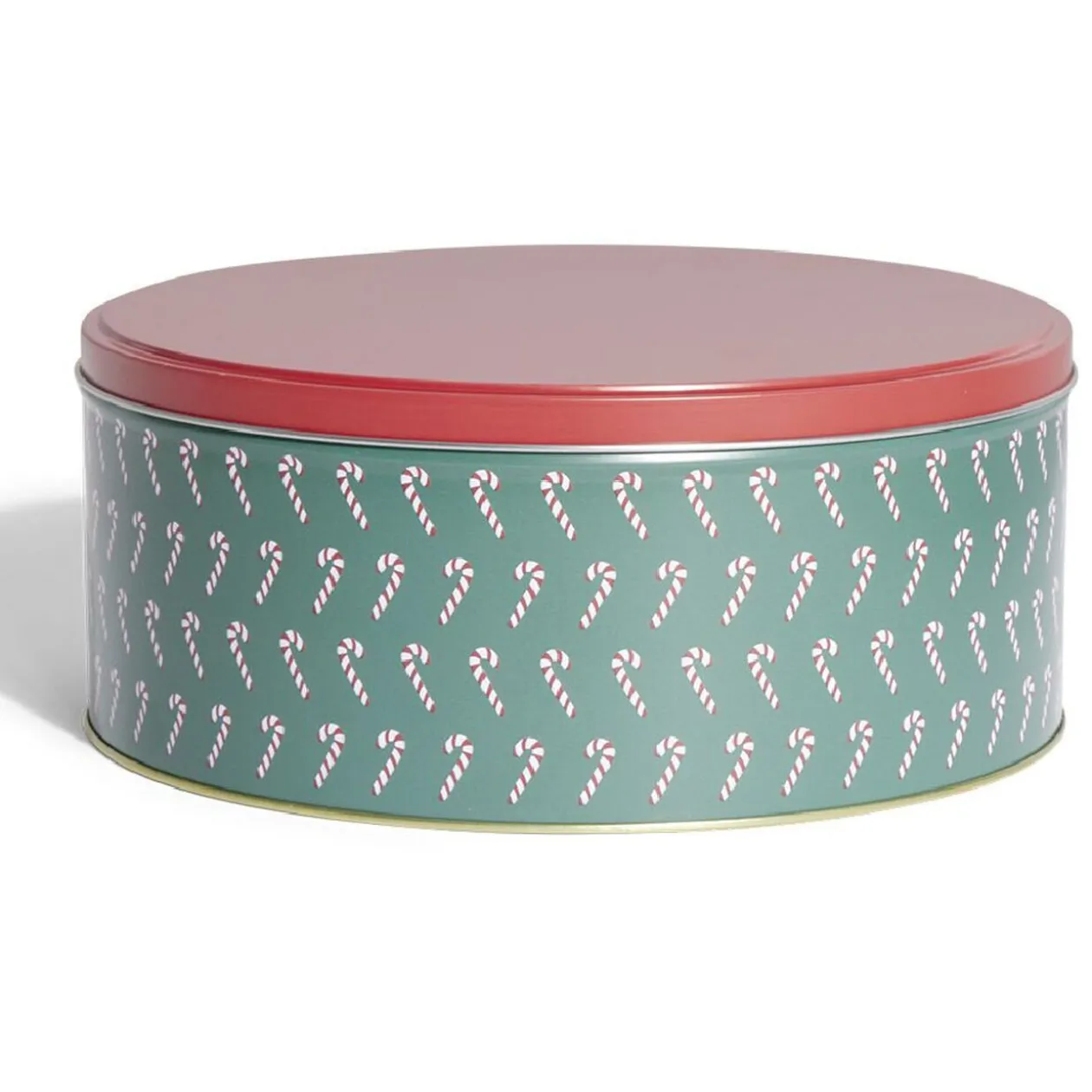 Boîte à biscuits de Noël ronde en métal rouge et vert x3