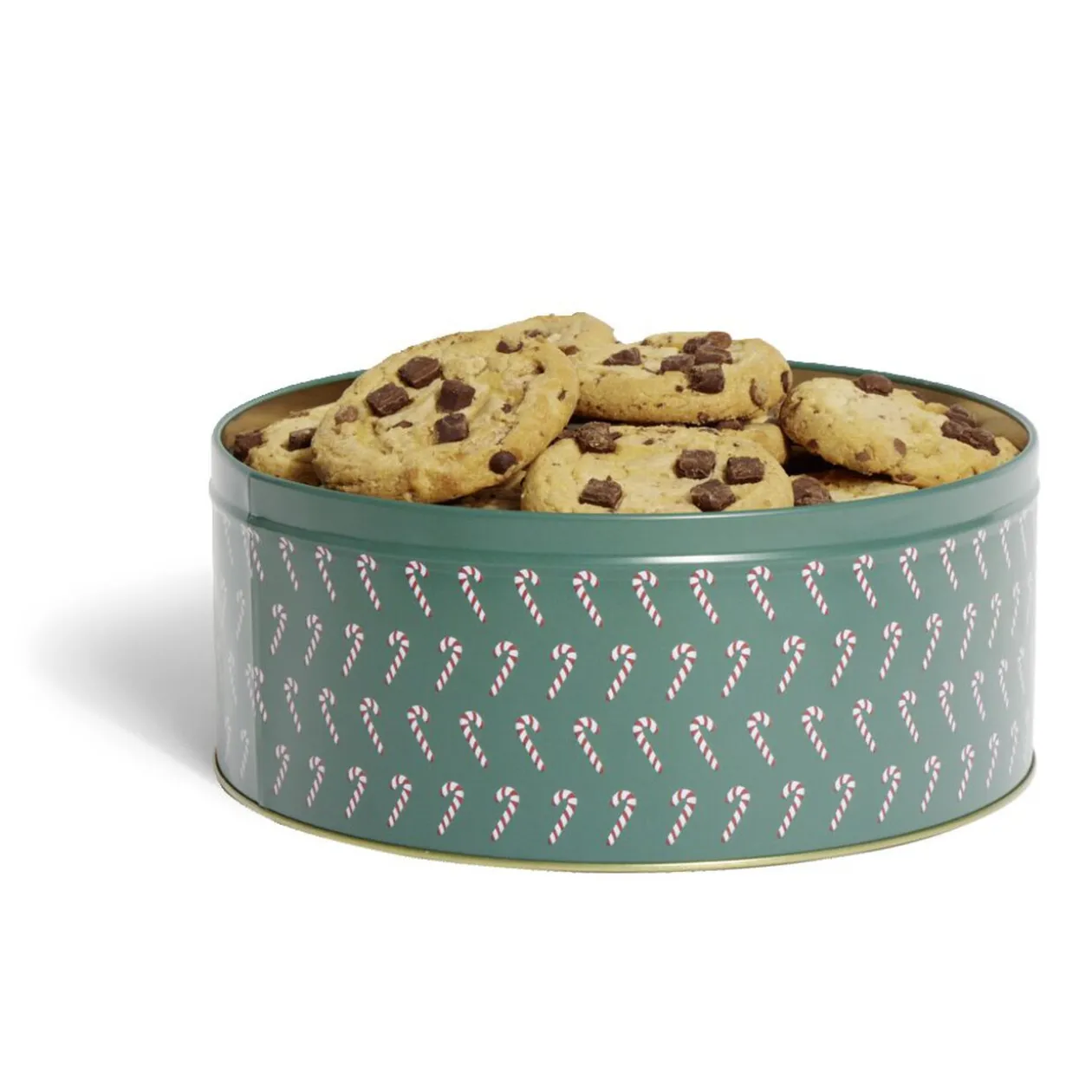 Boîte à biscuits de Noël ronde en métal rouge et vert x3