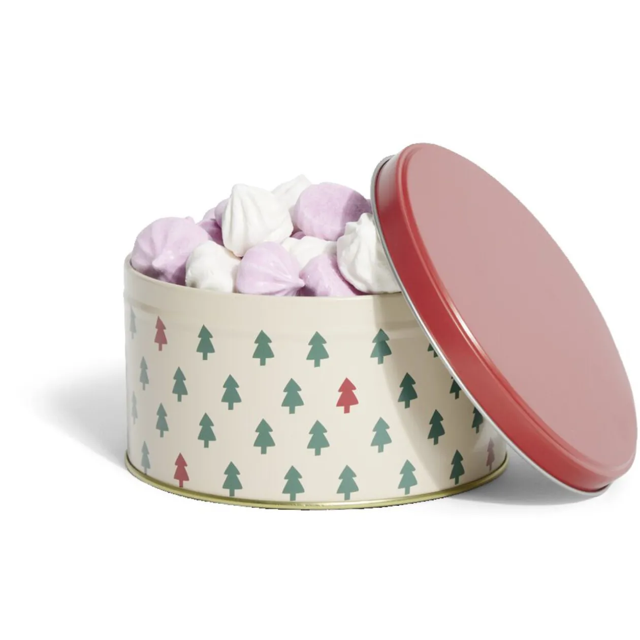 Boîte à biscuits de Noël ronde en métal rouge et vert x3