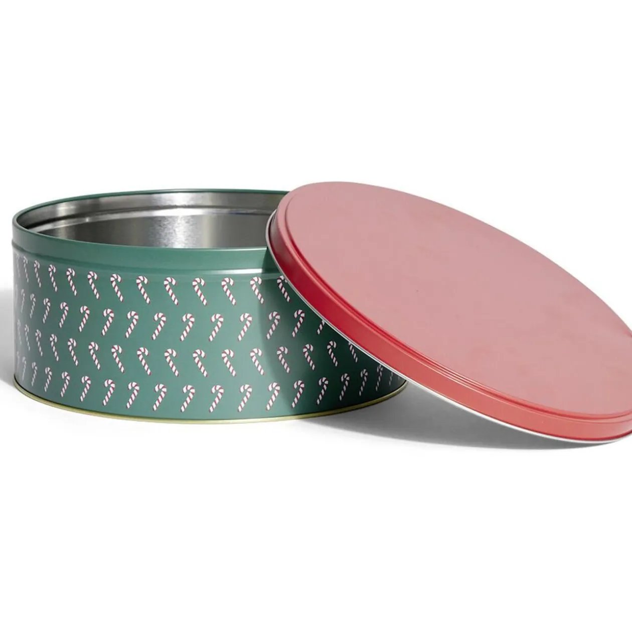 Boîte à biscuits de Noël ronde en métal rouge et vert x3