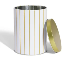 Boîte à biscuits ronde métal blanc doré Ø10,5H14cm
