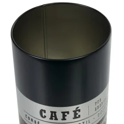 Boîte à café ronde en métal décorée noir