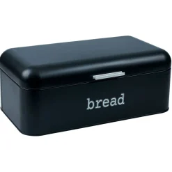 Boîte à pain en métal noir 23x42x16,5cm