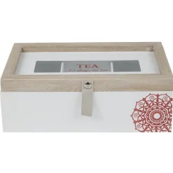 Boîte à thé blanc naturel motif rosace