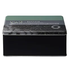 Boîte à thé rectangulaire en métal décorée verte