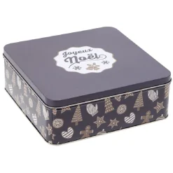 Boîte carrée en métal pour gâteaux de Noël
