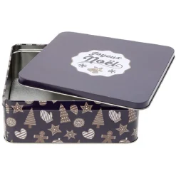 Boîte carrée en métal pour gâteaux de Noël