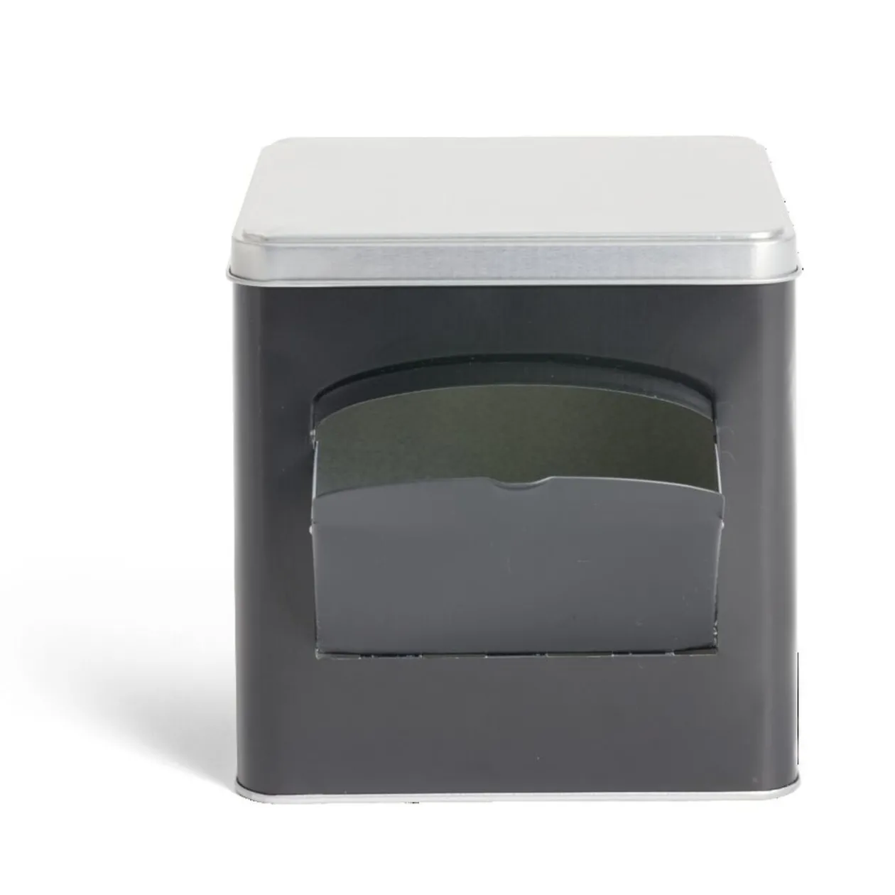 Boîte conservation avec ouverture métal noir et gris 14,5x14,5x14,5cm