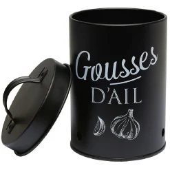 Boîte de conservation métal noir pour ail