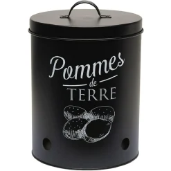 Boîte de conservation métal noir pour pomme de terre