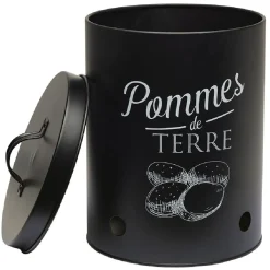 Boîte de conservation métal noir pour pomme de terre