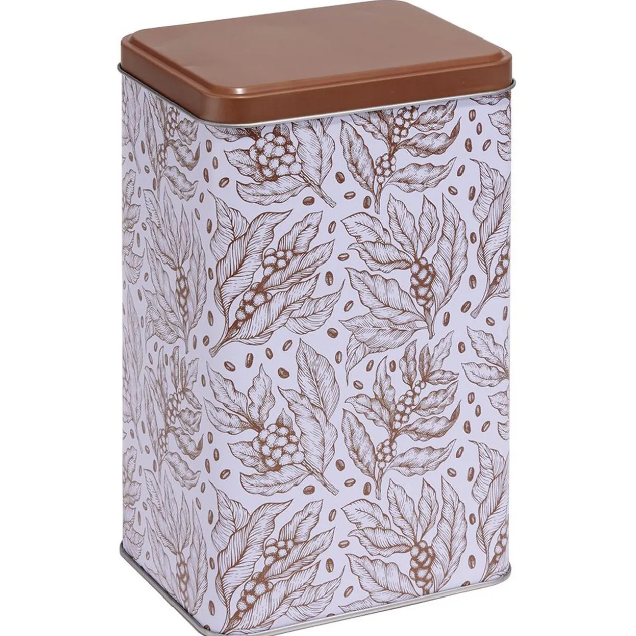 Boîte en métal imprimé feuillage 13x10xH20cm