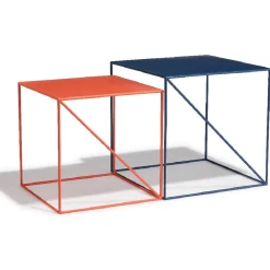 Bout de canapé Chad terracotta et bleu x2