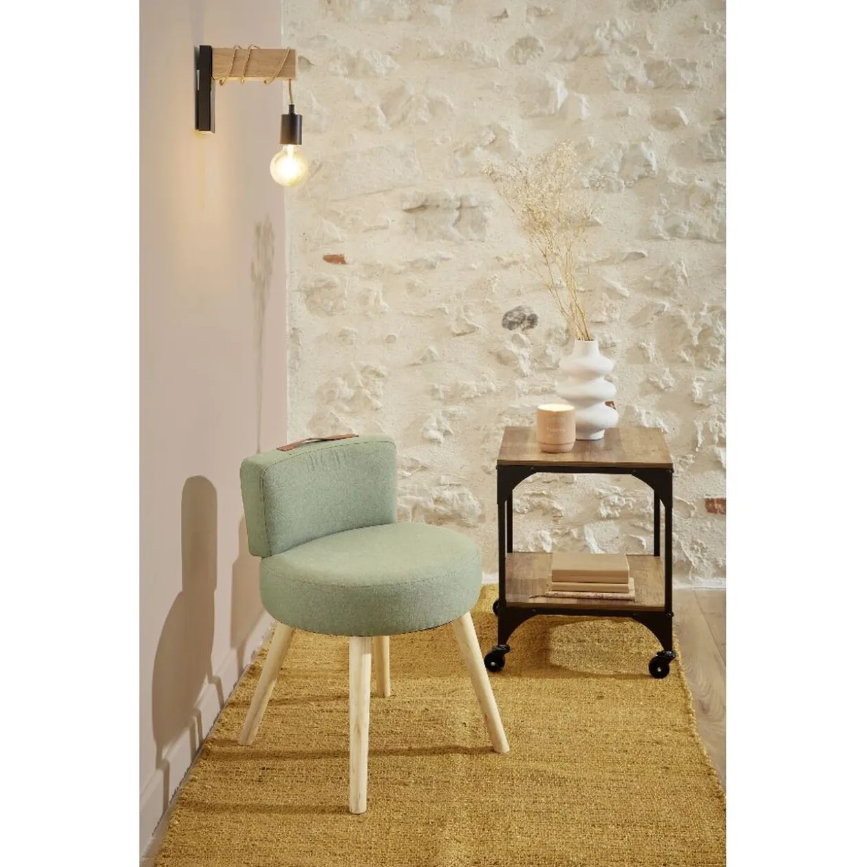 Bout de canapé Detroit bois métal noir et marron 40x40xH50 cm