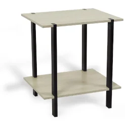 Bout de canapé en bois gamme Damian 2 niveaux naturel et noir