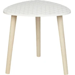 Bout de canapé en pin motif vague japonaise relief strié