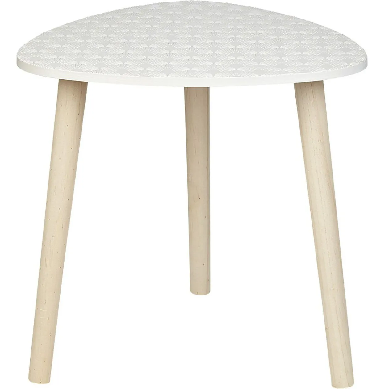 Bout de canapé en pin motif vague japonaise relief strié