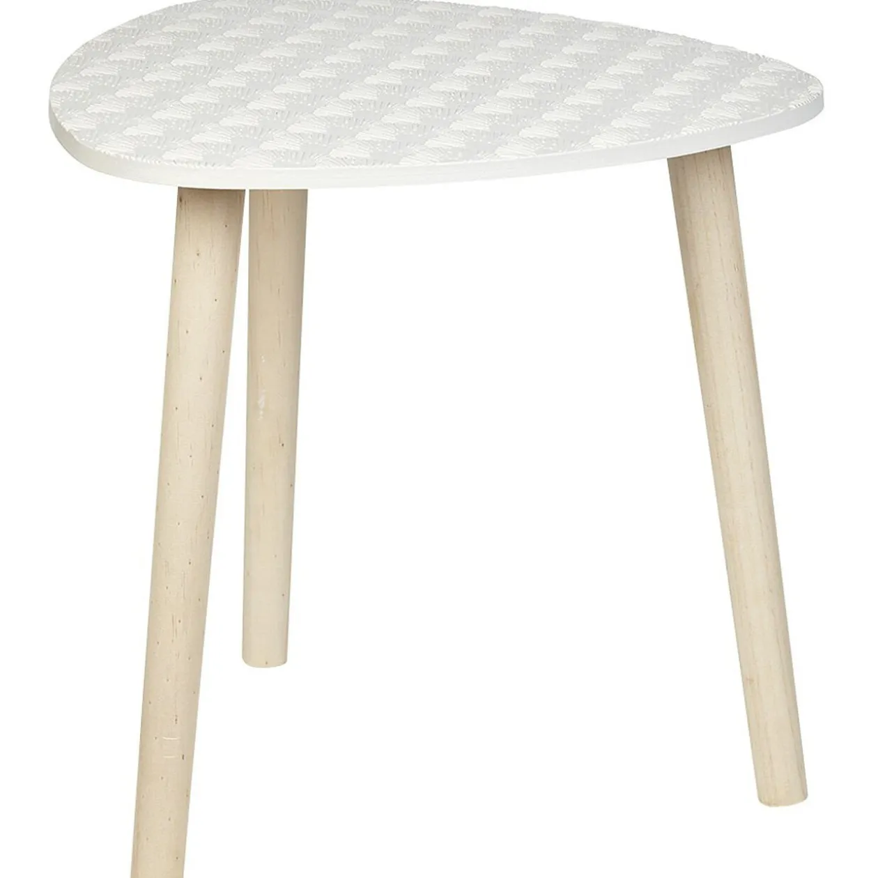 Bout de canapé en pin motif vague japonaise relief strié