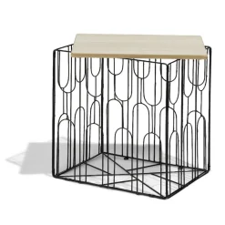 Bout de canapé Gaëlle Art 40xH40x30cm bois et métal noir