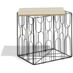 Bout de canapé Gaëlle Art 40xH40x30cm bois et métal noir