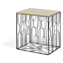 Bout de canapé Gaëlle Art 40xH40x30cm bois et métal noir